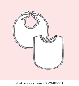 Kids baby bib combo flat sketch illustration 