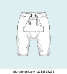 kids baby bottom, jogger, pants, legging flat sketch illustration