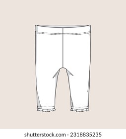 kids baby bottom, jogger, pants, legging flat sketch illustration