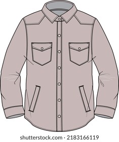 KIDS AND BABY BOY WEAR SHACKET SHIRT CUM JACKET ILLUSTRATION VECTOR SKETCH