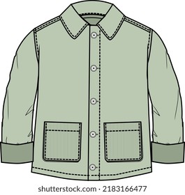 KIDS AND BABY BOY WEAR SHACKET SHIRT CUM JACKET ILLUSTRATION VECTOR SKETCH
