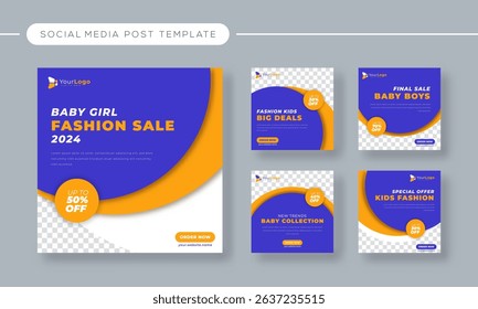 Kids and Baby Fashion Promo Banner – Vector Template for Seasonal Sale, Clothing Discount, and Social Media Campaign