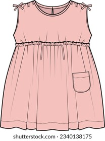 KIDS AND BABY GIRLS WEAR DRESS VECTOR SKETCH