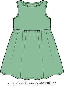 KIDS AND BABY GIRLS WEAR DRESS VECTOR SKETCH