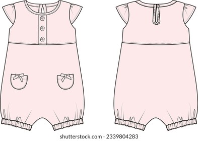 KIDS AND BABY GIRLS WEAR ROMPER PINAFORE DRESS VECTOR ILLUSTRATION