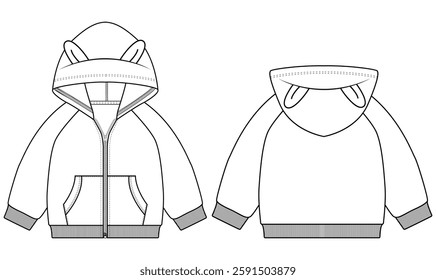  Kids Baby Hoodie Zippers Template Vectors design