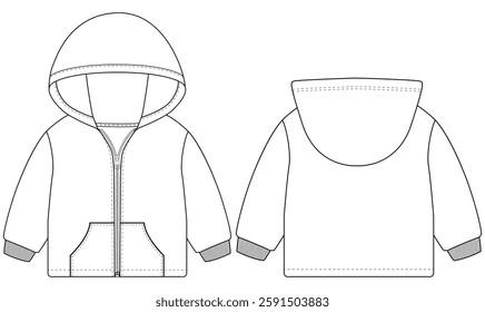  Kids Baby Hoodie Zippers Template Vectors design