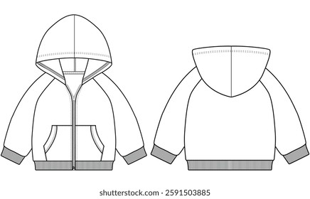  Kids Baby Hoodie Zippers Template Vectors design