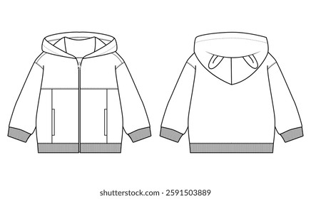  Kids Baby Hoodie Zippers Template Vectors design