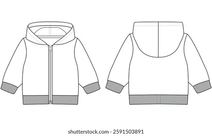  Kids Baby Hoodie Zippers Template Vectors design