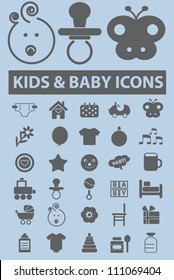 kids & baby icons set, vector