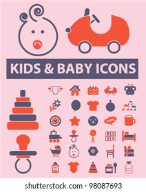 kids & baby icons set, vector