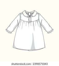 kids baby infant blouse tee top frill top flat sketch illustration