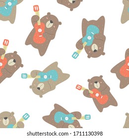 Kids baby pattern of cute bear in the white backdrop