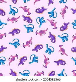 Kids baby pattern with cute dinosaurs concept. Cute funny kids dinosaurs template. Colorful dinosaur background. Background for textiles and fabrics. Perfect for kids fabrics, textiles, baby wallpaper
