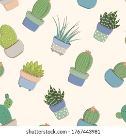 Kids baby seamless pattern with cactus concept