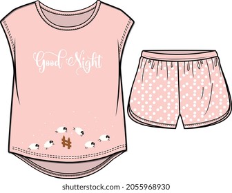 KIDS AND BABY TEE AND PAJAMA SET DRESS TOPS AND BOTTOMS WITH PRINTS