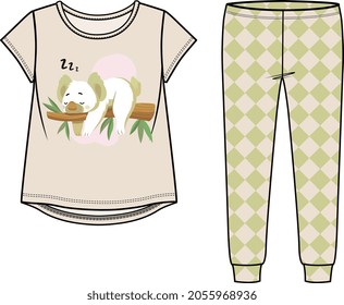 KIDS AND BABY TEE AND PAJAMA SET TOP AND BOTTOM WITH PRINT