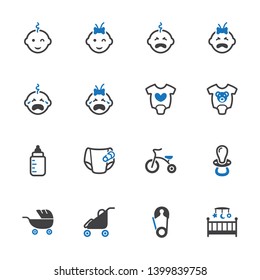 Kids, Baby, Toddler & Toys Icons - Blue Series - Set 2