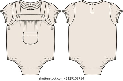 KIDS AND BABY WEAR ROMPER PINAFORE DRESS VECTOR ILLUSTRATION