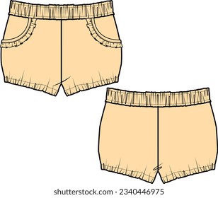 Kids and Baby Wear Shorts Knickers Front And Back Casual Wear Vector Illustration