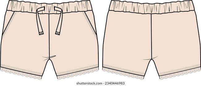 Kids and Baby Wear Shorts Knickers Front And Back Casual Wear Vector Illustration