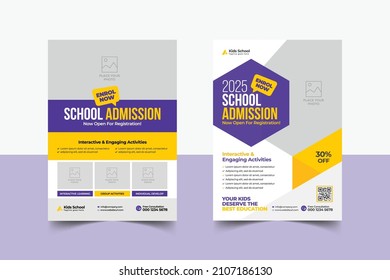 Kids Back To School Education Admission Flyer Poster Layout Template