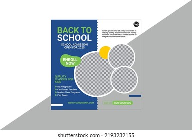 Kids back to school education admission flyer poster layout template