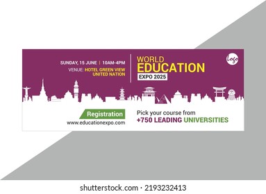 Kids back to school education admission Banner layout template