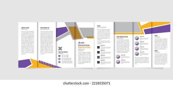 Kids back to school education admission Fourfold brochure template, school Fourfold brochure design, kids academy brochure template layout