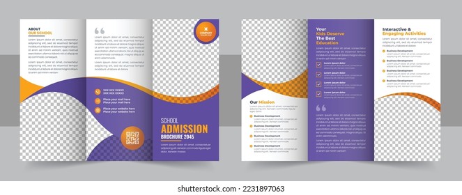 Kids back to school education admission trifold brochure template, school trifold brochure design, kids academy brochure template. modern trifold business brochure design template