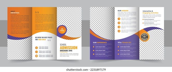 Kids back to school education admission trifold brochure template, school trifold brochure design, kids academy brochure template. minimal style trifold brochure design template