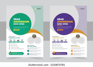 Kids back to school education admission flyer poster layout template design. Education Flyer Template, School Flyer, Poster Template. Students admission social media post banner template.