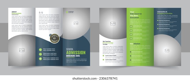 Kids back to school education admission trifold brochure template, school trifold brochure design, kids academy brochure template. Tri fold brochure design. Multicolor corporate business template