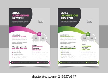 Kids back to school education admission flyer, Print ready school admission flyer poster layout. school admission flyer design template. junior school promotion poster leaflet design