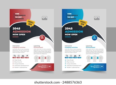 Kids back to school education admission flyer, Print ready school admission flyer poster. modern school flyer design, online school education admission flyer poster template