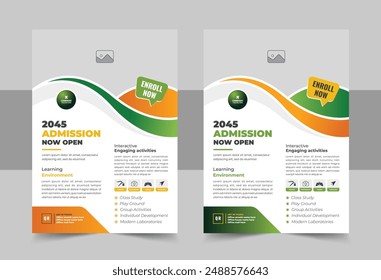 Kids back to school education admission flyer, Print ready school admission flyer poster layout, leaflet, poster. Creative and modern online school kids education admission flyer poster layout
