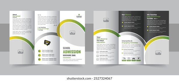 Kids back to school education admission trifold brochure template, school trifold brochure design, kids academy brochure template. Tri fold brochure design. Corporate business template