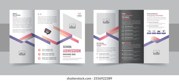 Kids back to school education admission trifold brochure design, School academy trifold brochure or Corporate school trifold brochure layout. School admission tri fold brochure template