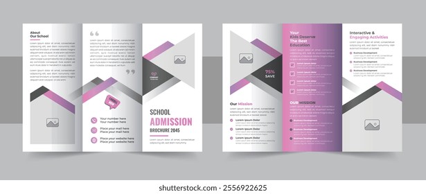 Kids back to school education admission trifold brochure design, School academy trifold brochure or Corporate school trifold brochure layout. Kids back to school education trifold brochure