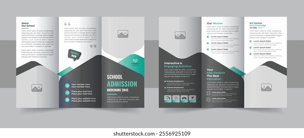 Kids back to school education admission trifold brochure design, School academy trifold brochure. school education trifold brochure, modern school admission trifold brochure design layout