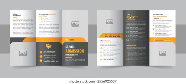 Kids back to school education admission trifold brochure design, School academy trifold brochure or Corporate school trifold brochure layout. kids academy brochure. School trifold layout