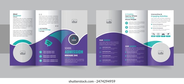 Kids back to school education trifold brochure, modern school admission trifold brochure design, kids academy brochure. School trifold brochure design, Kids back to school education admission trifold