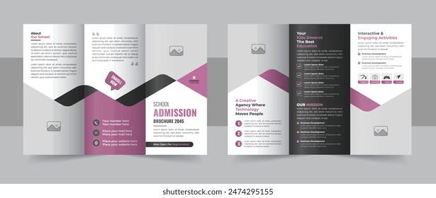 Kids back to school education trifold brochure, modern school admission trifold brochure design, kids academy brochure. admission trifold brochure template, school trifold design