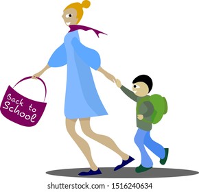 Kids back to school, illustration, vector on white background.