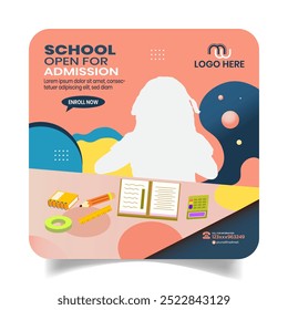 Kids Back to School Open Post Design-Vorlage