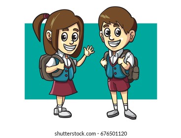 Kids Back School Vector Stock Vector (Royalty Free) 676501120 ...