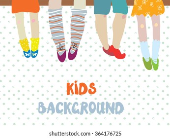 Kids background  for kindergarten banner or card - funny vector illustration