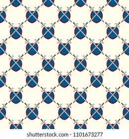 Kids background with shield and sword seamless pattern 
