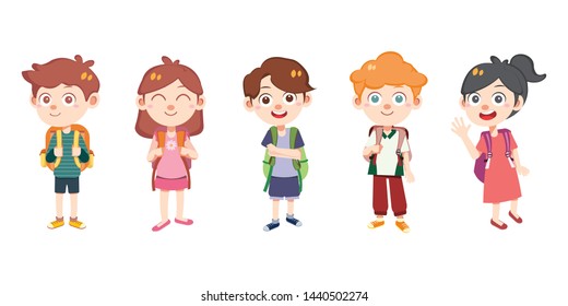 kids backpack go to school vector isolated